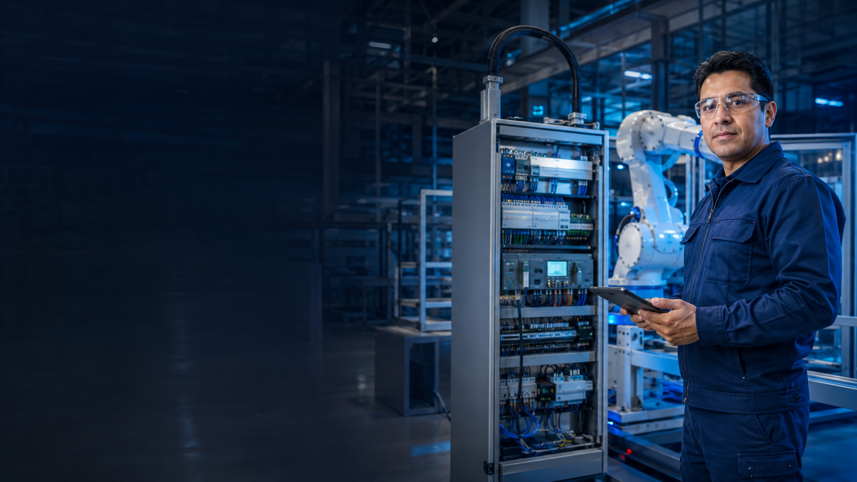 Especialista de Megatron en un entorno de automatización industrial